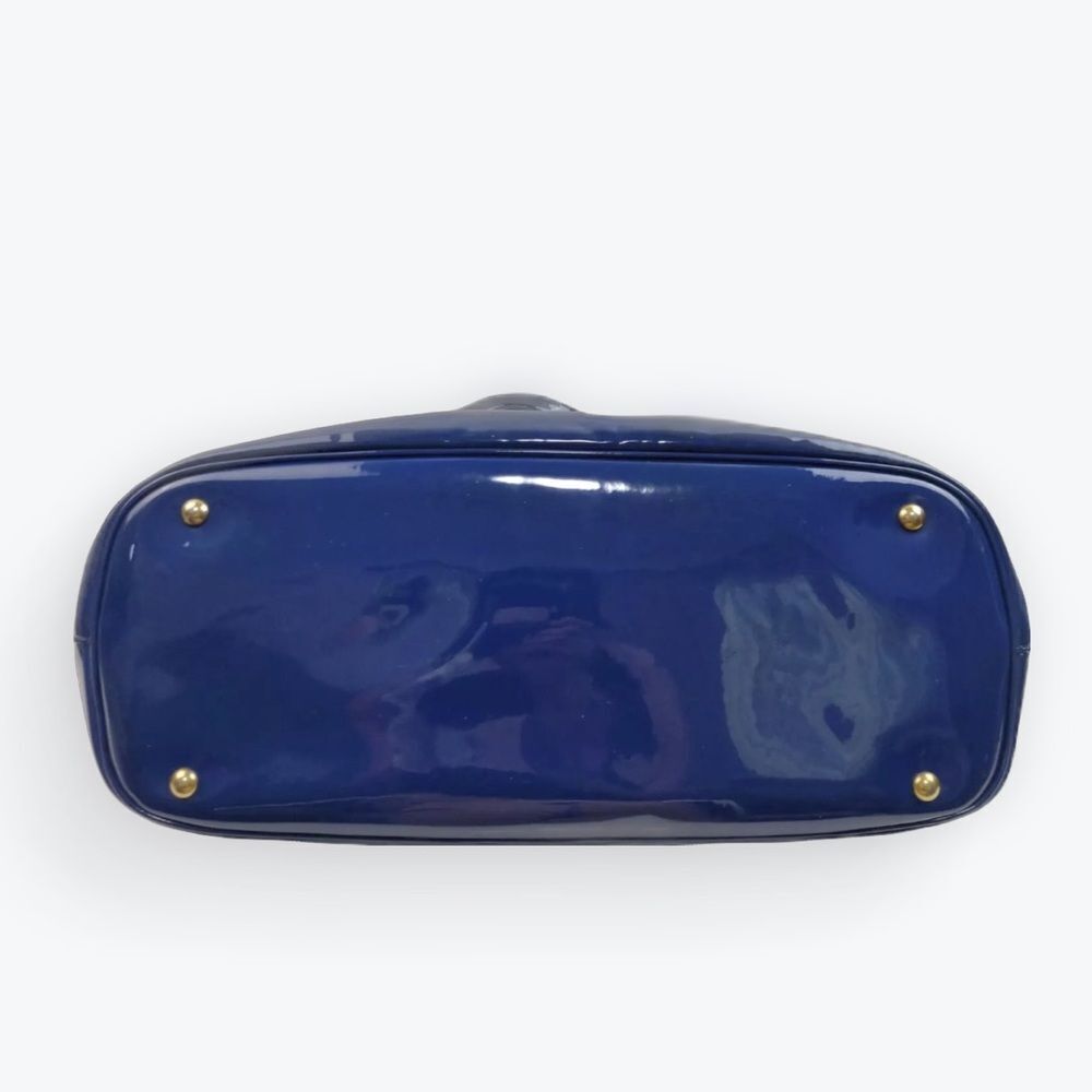 Auth Gucci Medium Bright Bit Blue Patent Leather Tote Bag Horsebit Enamel Purse - Picture 3 of 8